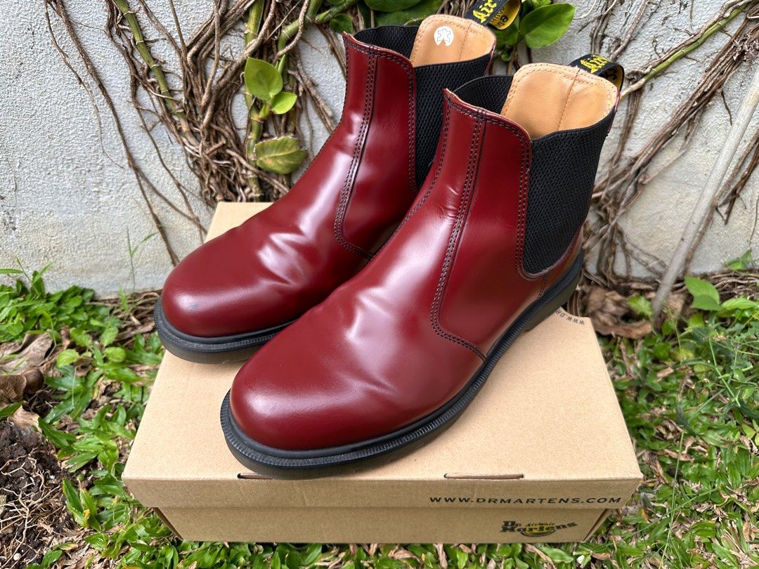 Cherry Red Chelsea Boots Mens Red Leather Boots Martens 2976
