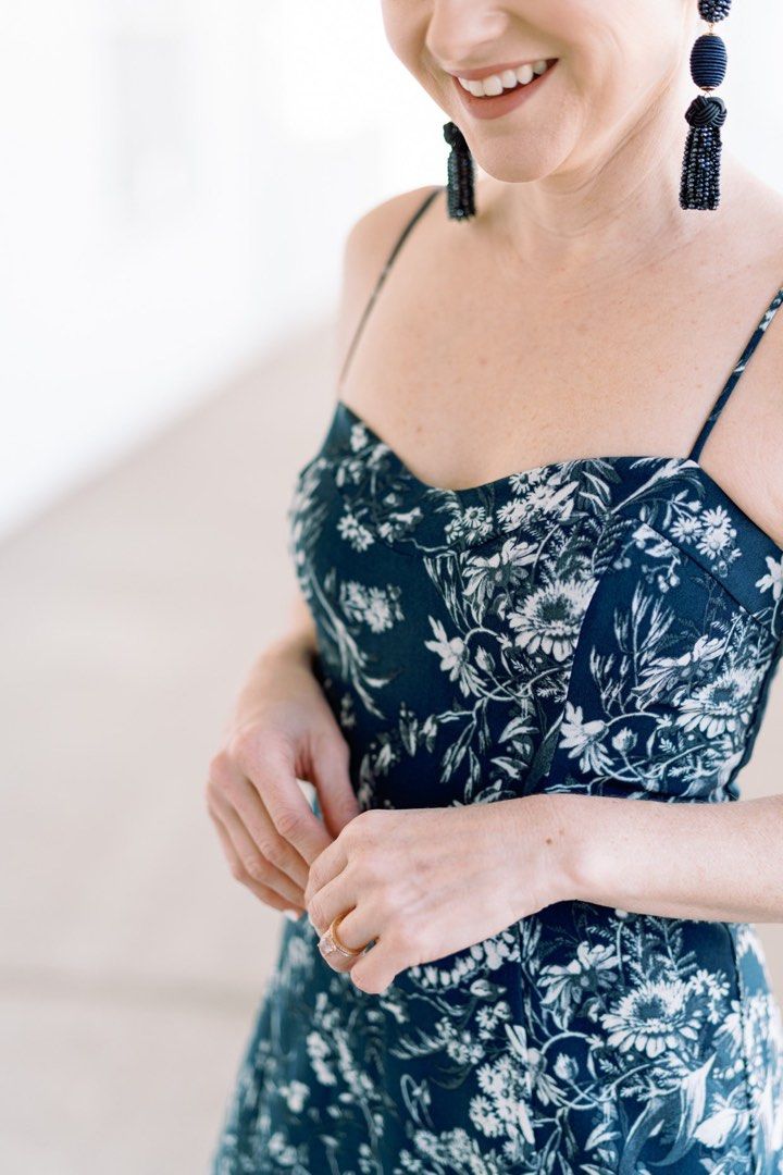 Floral Blue Midi Dress (Category: Dresses) located in Muntinlupa City. Submitted by bznic (Listing ID 1321921326, Image 3). Description: Adjustable straps. High slit. Great condition. Only worn a few times Reformation Araw the Line Aritza Zara Mango H&M Uniqlo.