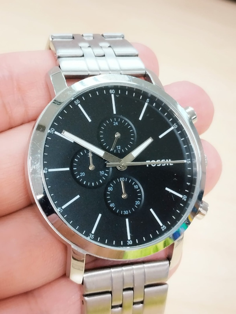 Fossil Chronograph Black Dial Silver Stainless Steel Strap Men Watch BQ2328P Retail 344 Men s Fashion Watches Accessories Watches on Carousell