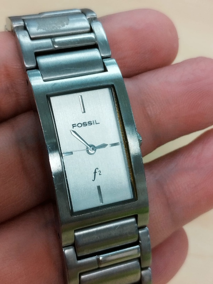 Fossil F2 ladies silver tank Watch
