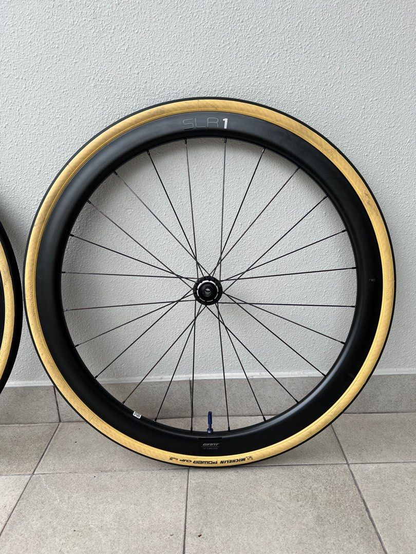 Giant SLR 1 SLR1 carbon wheelset wheel 700c hookless Michelin Power Cup 700c 700x28 Tyres for road bike SRAM XDR freehub fits Sworks S-works Specialized Trek Cannondale Pinarello (Category: Parts & Accessories) located in Singapore. Submitted by homemove (Listing ID 1321856001, Image 3). Description: High end carbon wheelset in great condition per pics. Michelin Power Cup 700x28 tubeless Tyres. Sram xdr freehub This is the latest Hookless version