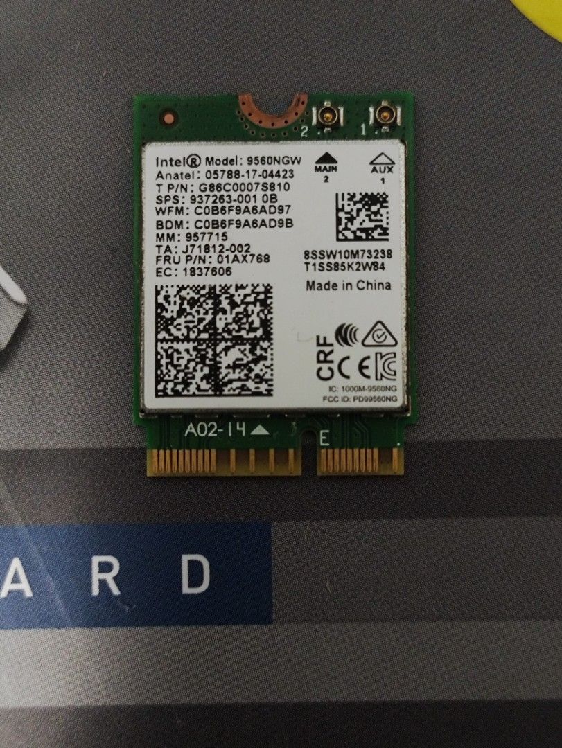 Carte WiFi Intel 9560NGW - Bluetooth 5.1 - 802.11 AC - Pour PC Portable - M.2 2230