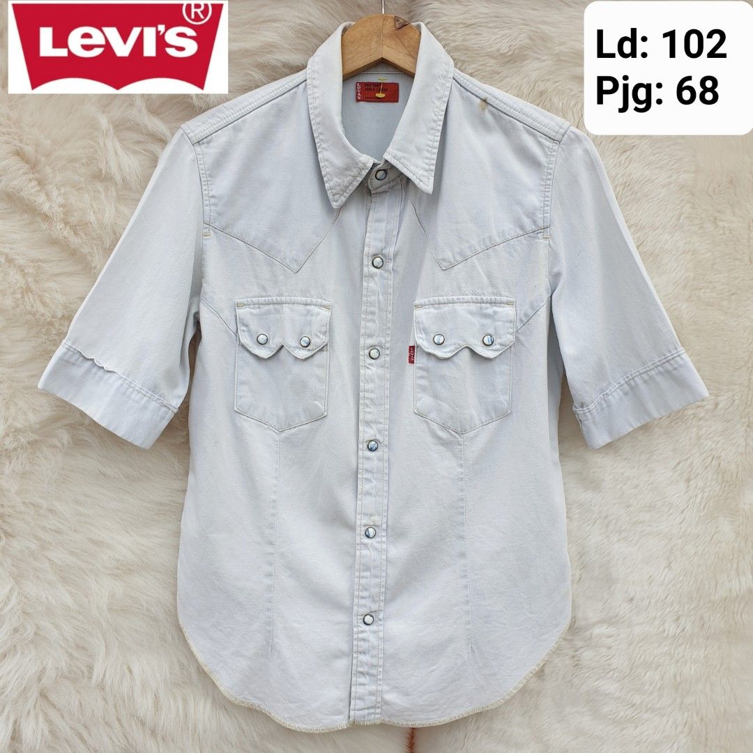 LEVI'S Blouse Kemeja Denim Lengan Pendek Sesiku Wanita