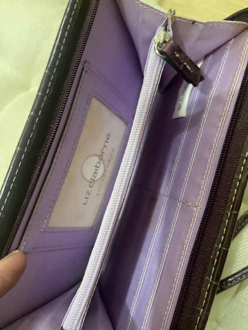 Liz Claiborne Wallet (Category: Wallets & Card holders) located in Manila. Submitted by vanitynook (Listing ID 1321958564, Image 3). Description: Pre loved Color deep violet , crocodile skin Good condition.