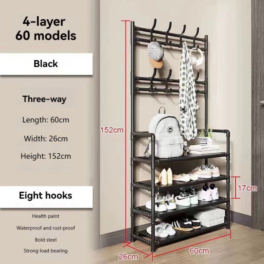 Multipurpose Clothes Rack Tall Clothes Drying Rack Shoe Rack Shoe Storage Shelf