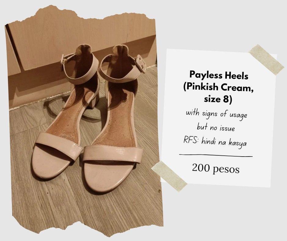 Payless Heels Pink Cream size 8 (Category: Heels) located in Manila. Submitted by declutterwithiska (Listing ID 1321872489, Image 2). Description: from Payless mop: gcash maya bpi.