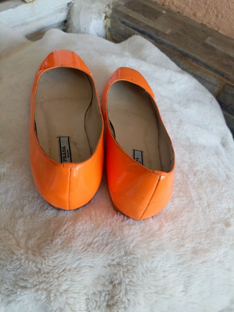 Prada Neon orang shoes Women s Fashion Footwear Flats Sandals on Carousell