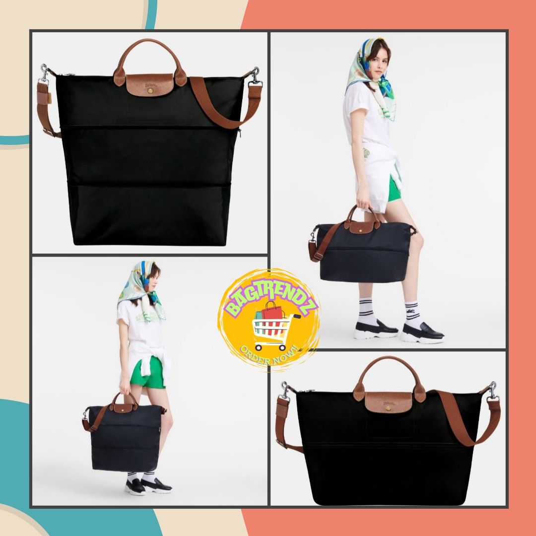 SALE AUTHENTIC ORIGINAL LONGCHAMP LE PLIAGE CLASSIC SERIES EXPANDABLE TRAVEL BAG BLACK