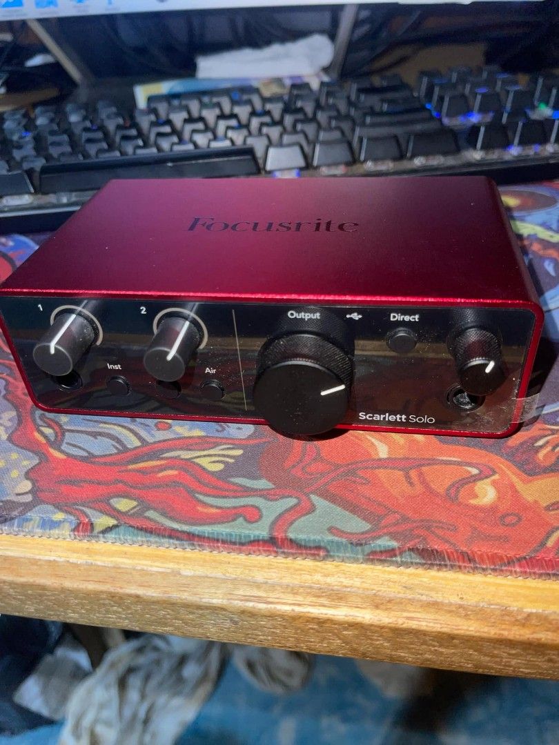 Scarlett solo 4th gen (Category: Voice Recorders) located in Pasig City. Submitted by bakedalien (Listing ID 1321960551, Image 1). Description: Almost new!! With box, hindi masyado nagamit dahil na-busy na sa work. Scarlett Solo 4th Gen USB Audio Interface, for the Guitarist, Vocalist, or Producer — High-Fidelity, Studio Quality Recording, and All the Software You Need to Record. Goods na goods ang quality!.