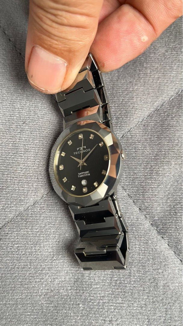 Technos Sapphire Tungsten faceted watch