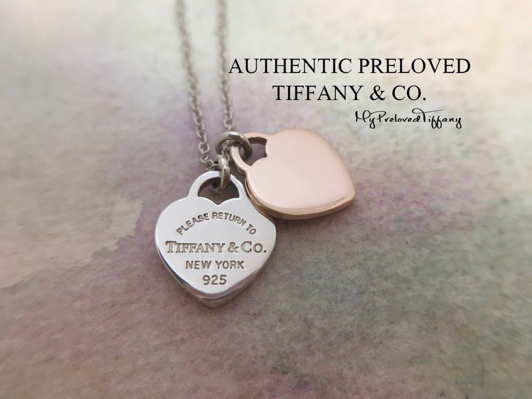 Excellent Authentic Tiffany 1837 Double Mini Heart Rubedo