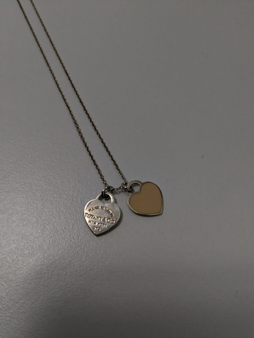 Tiffany mini double heart tag necklace store