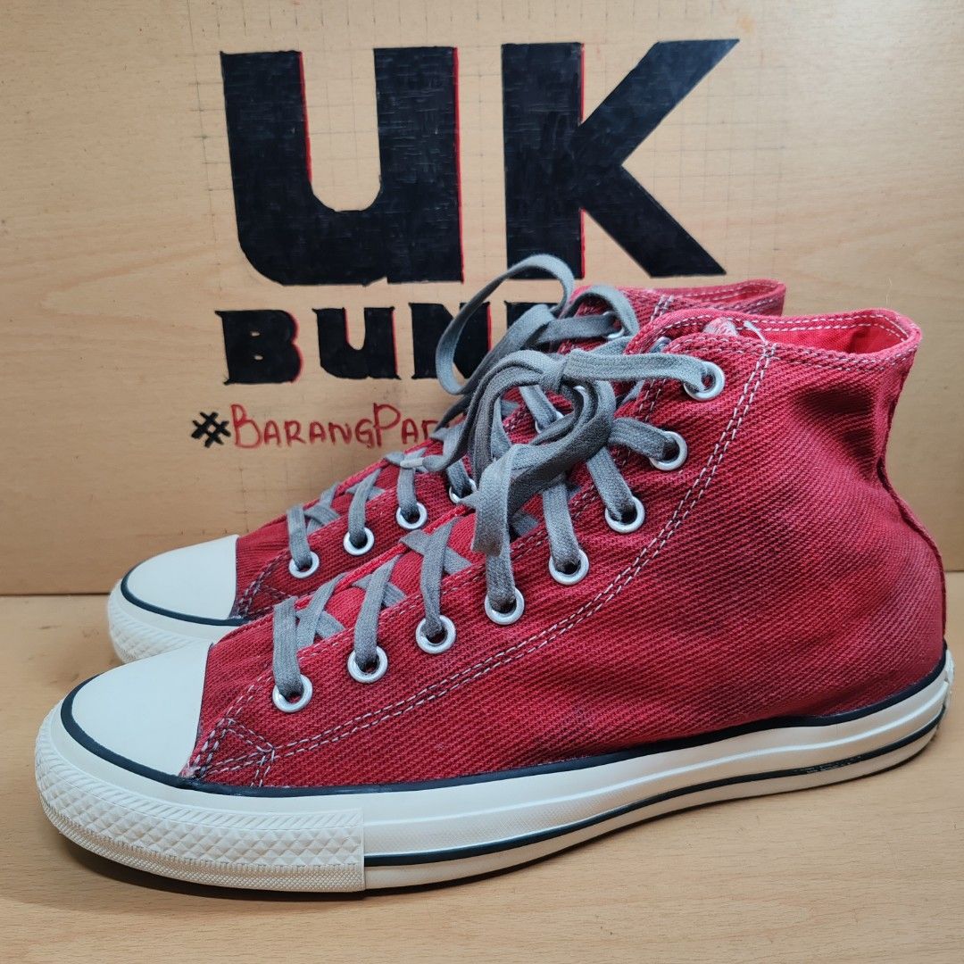 UKBundle UK8.5 27cm Converse Chuck Taylor All Star Hi Denim RED Men s Fashion Footwear Sneakers on Carousell