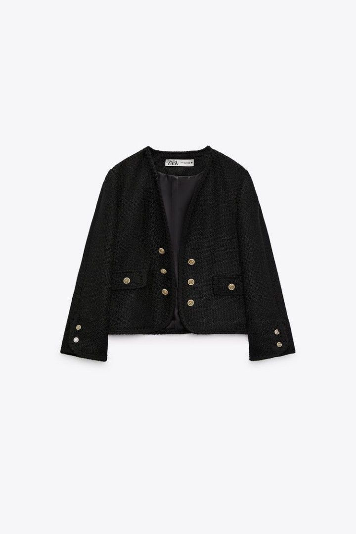 Zara - Buttoned Textured Jacket (Category: Coats, Jackets and Outerwear) located in Puerto Princesa. Submitted by mshookup (Listing ID 1321869170, Image 1). Description: Size: XS on tag, fits bigger Issue(s): loose stitching main tag Measurements: 18" pit to pit 21.5" length 15" shoulder 21.5" sleeves Manage your expectations. Thrifted‼️.