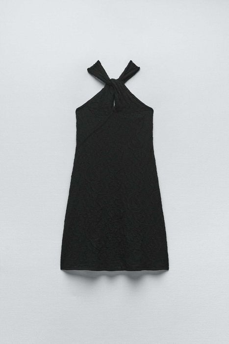 zara black textured mini dress Zara Dress: Black Mini Dress for Date Night