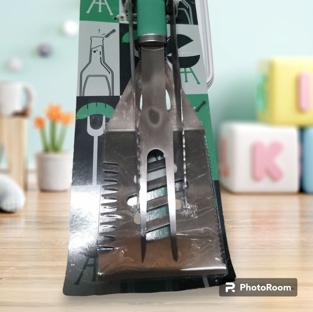 3 Piece Stainless Steel BBQ Tool Set - NEW (Category: Other Kitchenware & Tableware) located in Manila. Submitted by fermel (Listing ID 1322076712, Image 3). Description: Product Details Grilling aficionados will appreciate this three-piece nylon and stainless steel grilling set from Grill Master. This set features a two-pronged fork, a spatula, and tongs. Dimensions - spatula: 46 x 8.9cm; fork: 47.5 x 3cm; tongs: 37.2 x 3cm Nylon/stainless steel