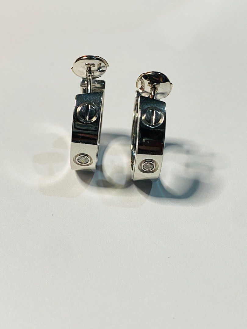 Auth Cartier Vintage 1998 Love earrings with diamonds white gold Women s Fashion Jewelry Organizers Earrings on Carousell