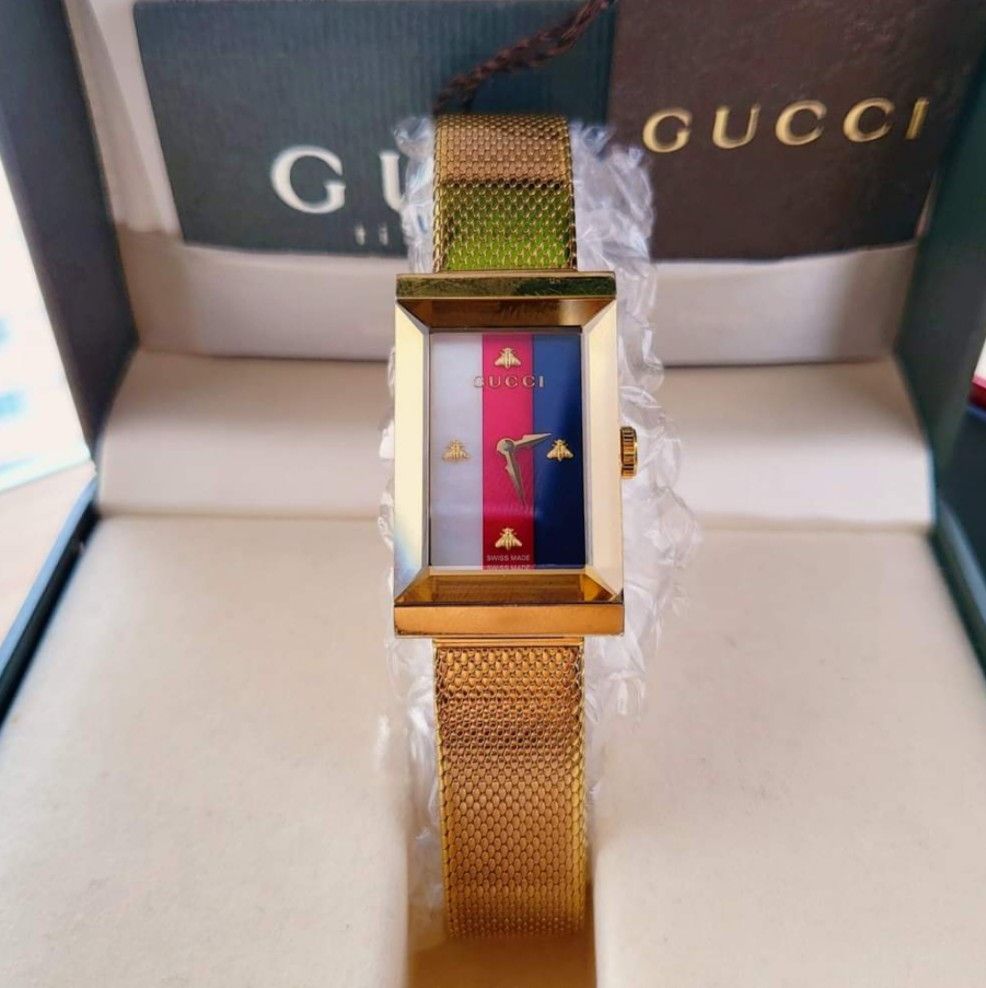 Authentic Gucci 147.5 G frame mesh watch for Unisex