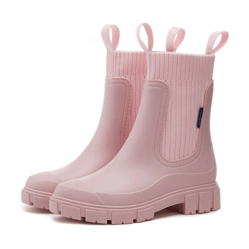 Boots Shoes Solid Mid Calf Shallow Pvc Round Toe Women s Rain Shoes Rain Boots Platform Women Waterproof Boots Markdown Sale Carousell