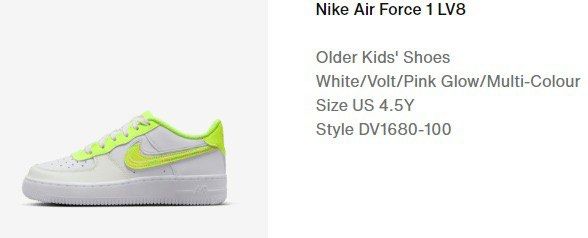 Nike air force 1 4.5y shop