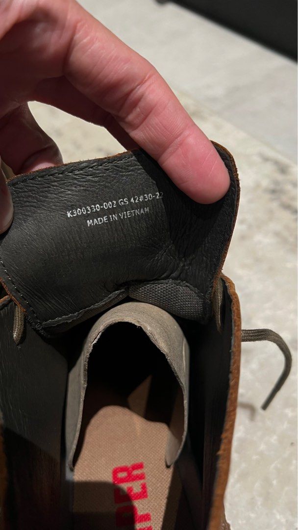 Camper Ground Michelin (Category: Boots) located in Singapore. Submitted by danjhl (Listing ID 1322182454, Image 3). Description: Brand New CAMPER Ground MICHELIN SUEDE LEATHER K300330-002 Size: EU42 US9 UK8 Quantity: 1 $175.00 Only dust bag. Throw away the box #camper #leatherboots .