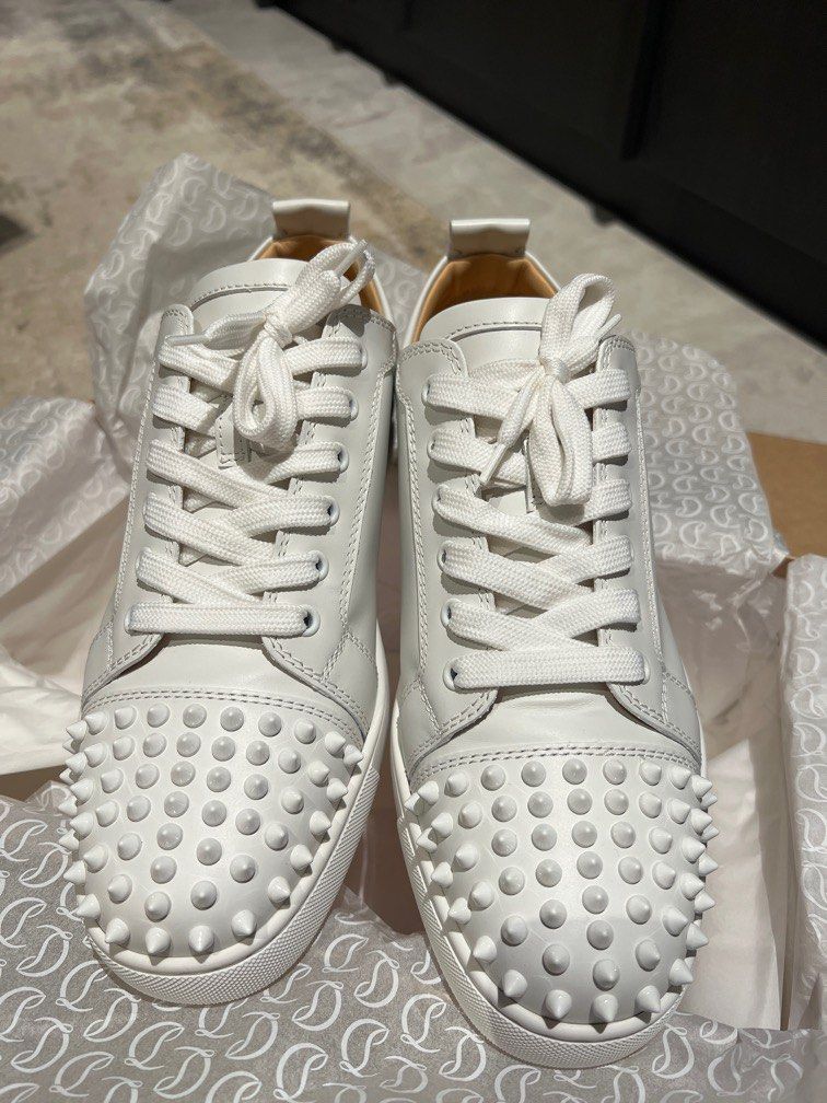 Louboutin trainers white spikes store