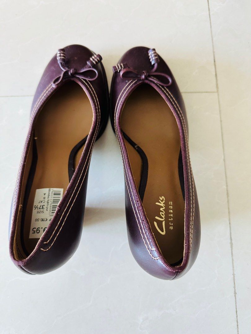 Clarks size 37.5 pumps burgundy off white heels ladies shoes women pumps