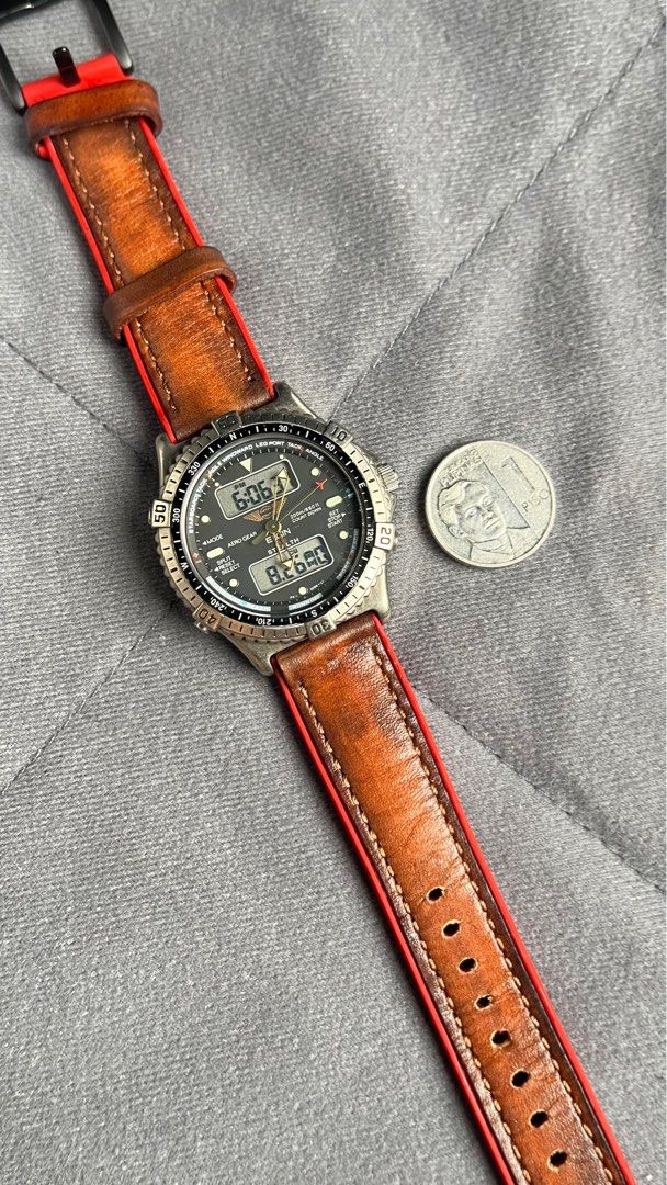 Elgin Stealth Aero gear (Category: Men's Watches) located in Manila. Submitted by olxph_400275733 (Listing ID 1322118177, Image 2). Description: Bezel crispy. Analog and digital. Some negligible scratches on unpolished case.