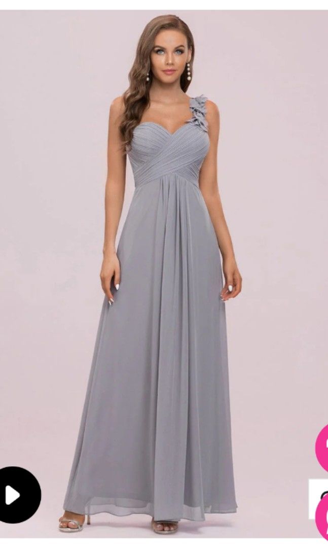 Ever Pretty Grey Bridesmaid Maxi Dress Size S