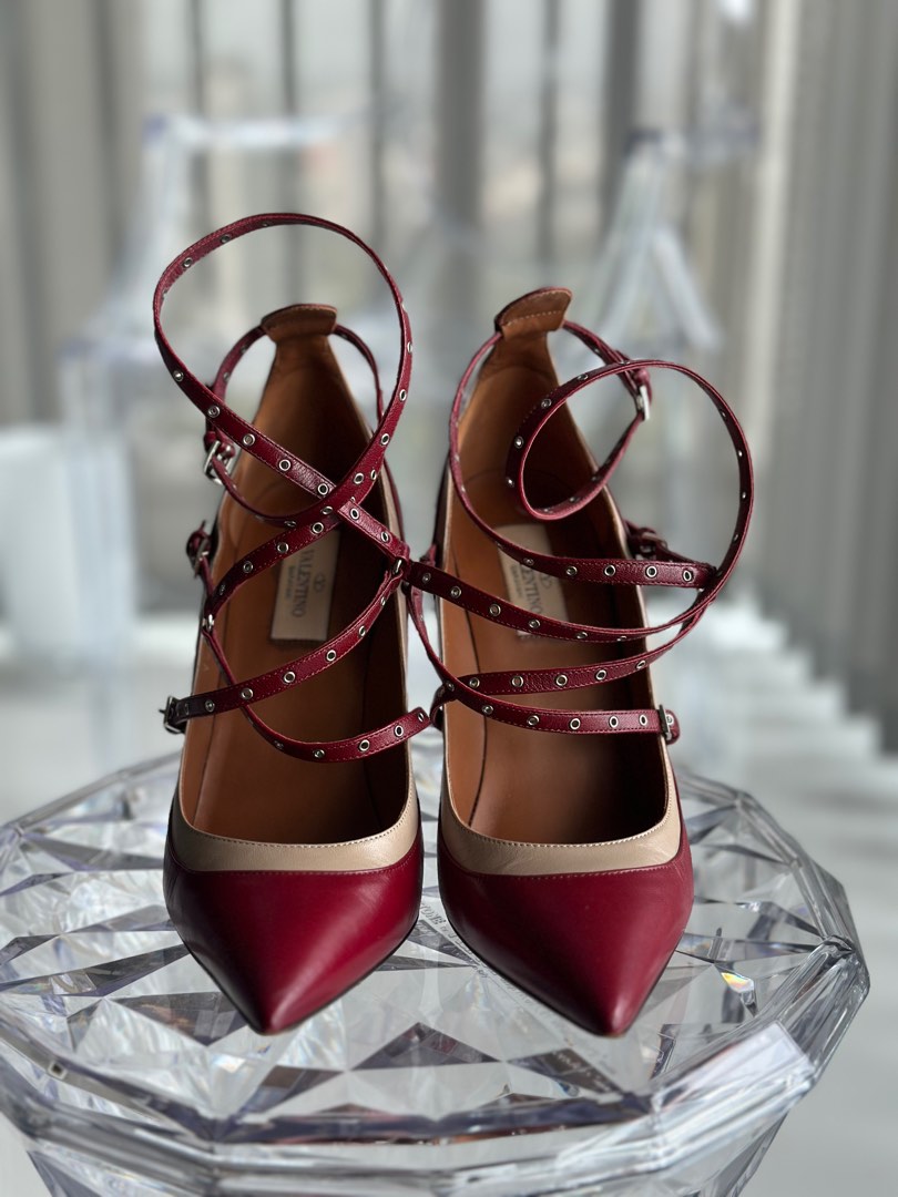 Burgundy valentino heels best sale
