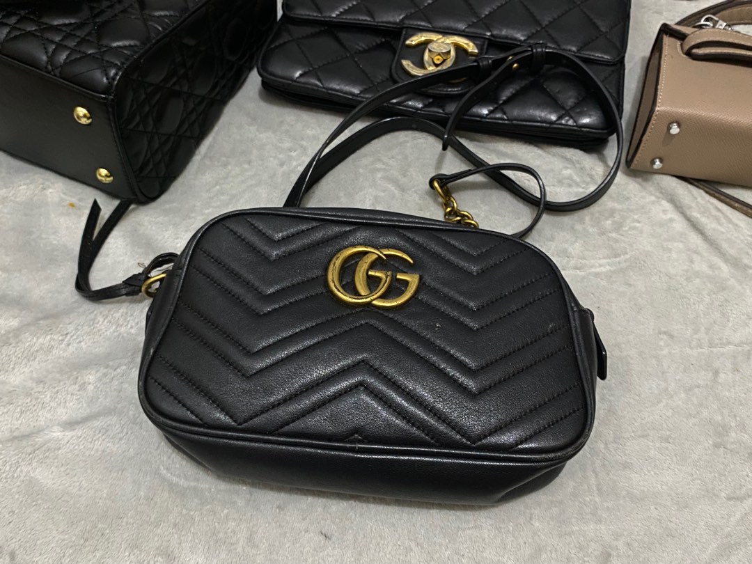 GUCCI BLACK GG marmont small matelsse
