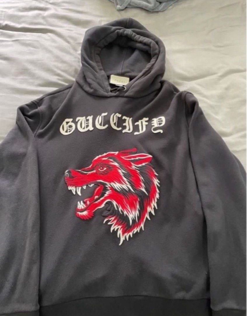 GUCCI Embroidered Guccify and wolf hoodie