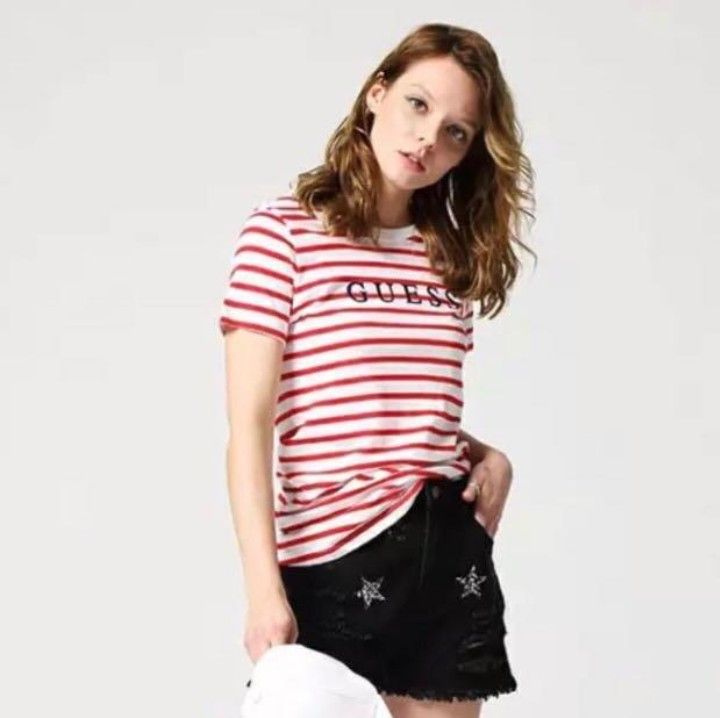 GUESS LOS ANGELES Logo Striped Womens Shirt Women s Fashion Tops Shirts on Carousell