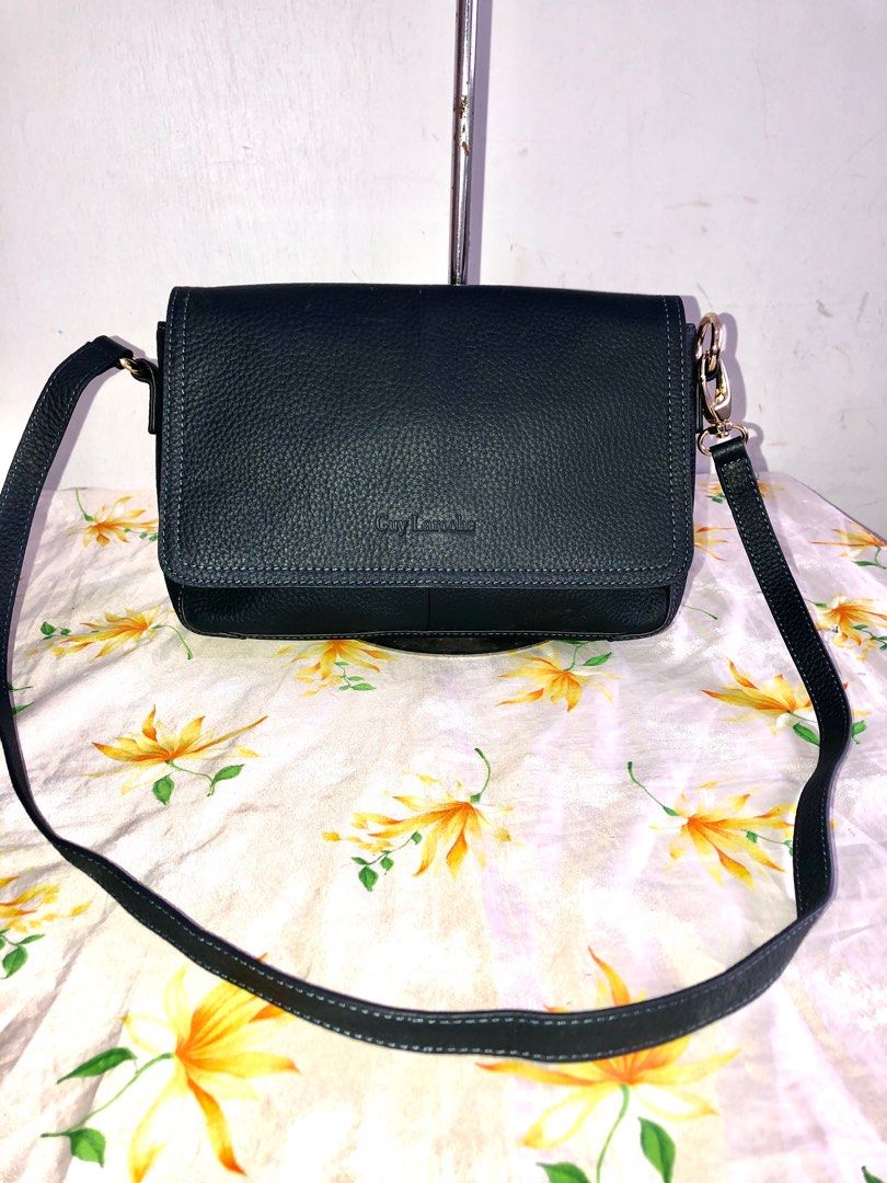 GUY LAROCHE navy blue leather crossbody sling bag Computers Tech Parts Accessories Laptop Bags Sleeves on Carousell