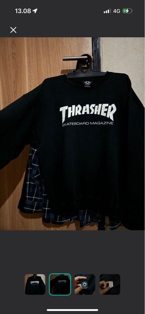 HARGA UNTUK 2 PCS THRASHER CREWNECK HOODIE Fesyen Pria Pakaian Baju Luaran di Carousell