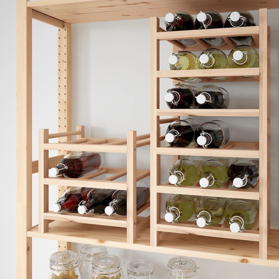 IKEA HUTTEN 9-Bottle Solid Wood Wine Rack, Furniture Home Living