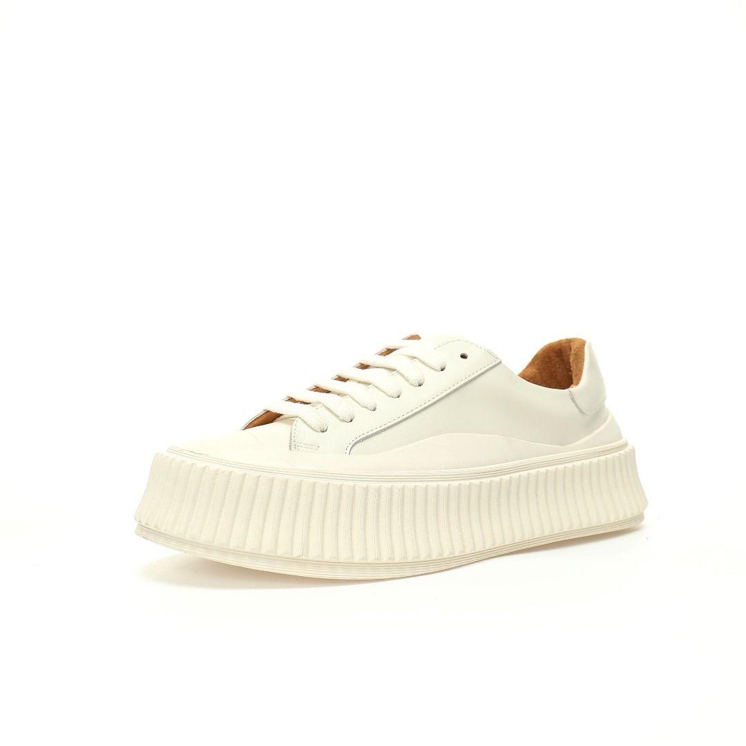 Jil Sander Creeper Ribbed-Sole Leather Sneakers Low, Women