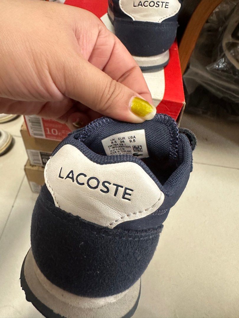 Lacoste Shoes (Category: Babies & Kids Fashion) located in Manila. Submitted by nikkeideclutter (Listing ID 1322042666, Image 3). Description: 9.5 No box.