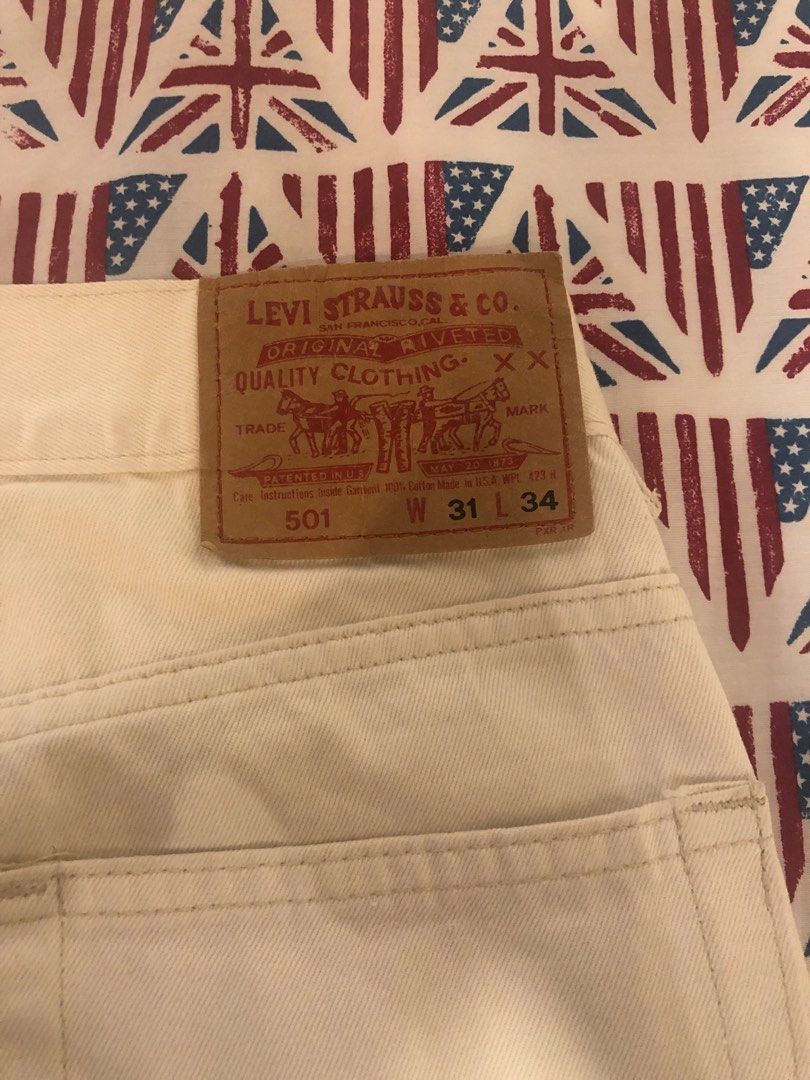 Levi’s 501 White Jeans (Category: Jeans) located in Marikina City. Submitted by davethewave (Listing ID 1322115966, Image 1). Description: Levi’s 501 White Jeans - 31’ Waist -34’ Length - No Major Flaws - Purchased in a Flea Market from Spain Gcash MOP Delivery Available Antipolo Area.