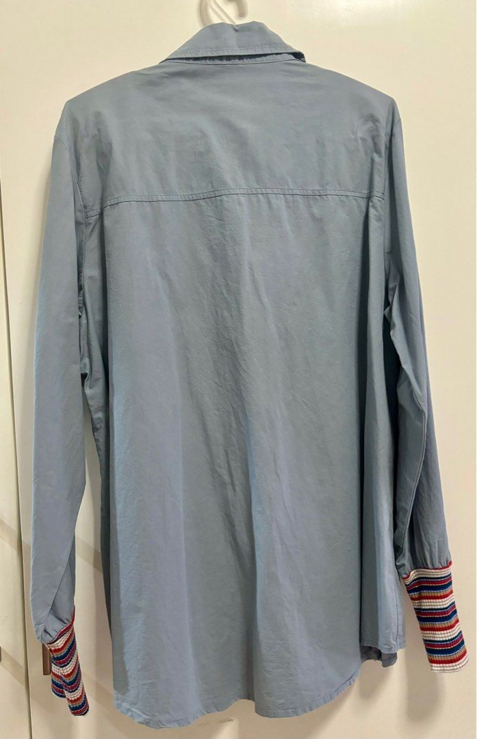 Light denim blue longsleeves with embroidered design (Category: Longsleeves) located in Pasig City. Submitted by aac2021 (Listing ID 1322089465, Image 3). Description: RFS: Decluttering Dimension : Bustline - 42 inches Length - 26.5 inches Korean brand.