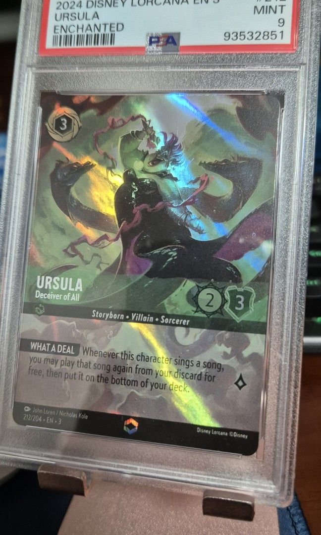 Lorcana Ursula Enchanted PSA 9, Hobbies & Toys, Memorabilia & Collectibles,  Vintage Collectibles on Carousell