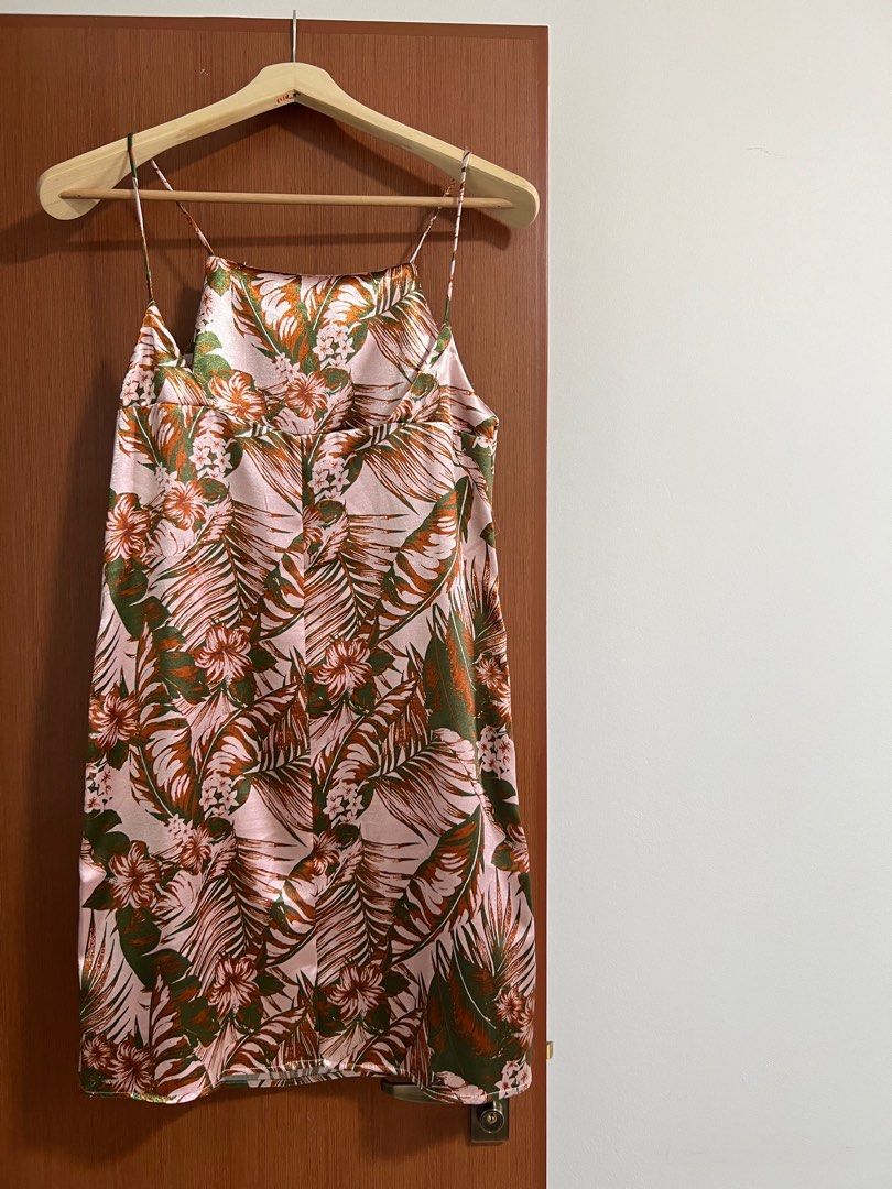 Mango Satin Floral Low back Dress