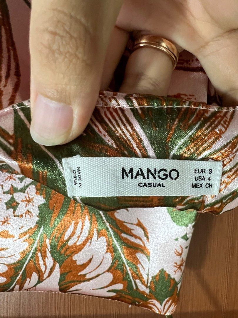 Mango Satin Floral Low back Dress Women s Fashion Dresses Sets Dresses on Carousell