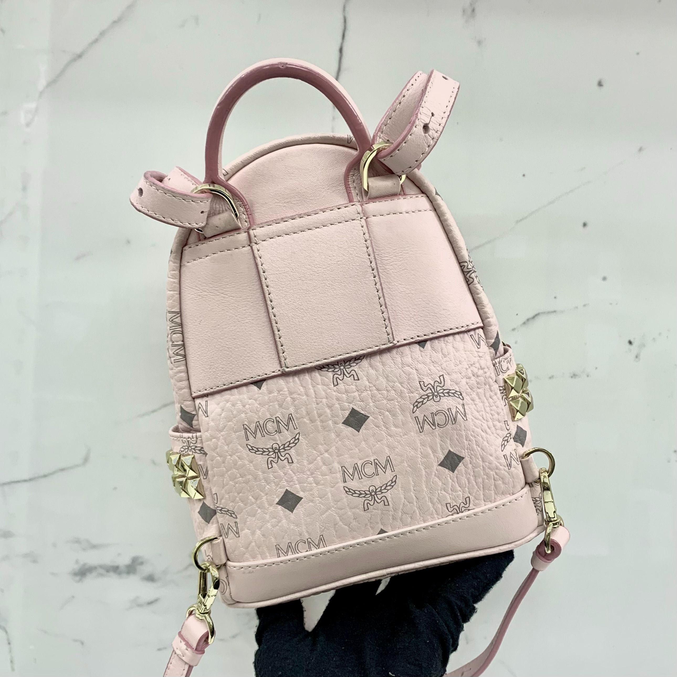 MCM PINK LEATHER MINI BACKPACK 247041225 HM Luxury Bags Wallets on Carousell