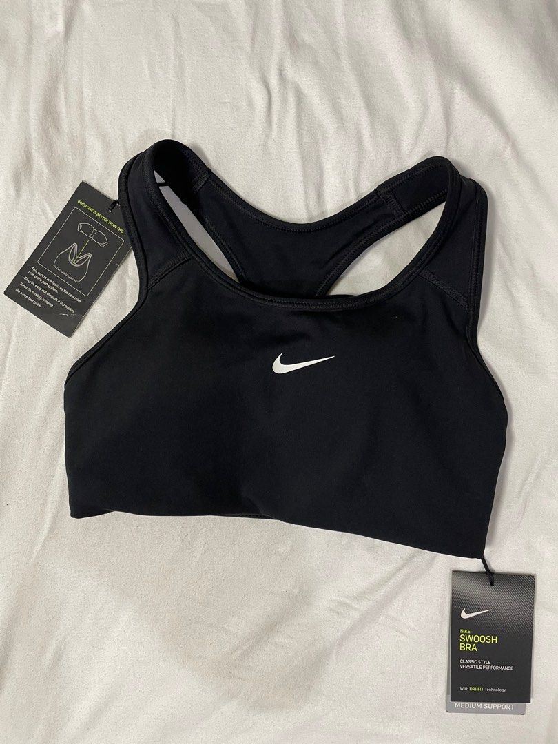 nike classic black swoosh sports bra Women s Fashion Activewear on Carousell