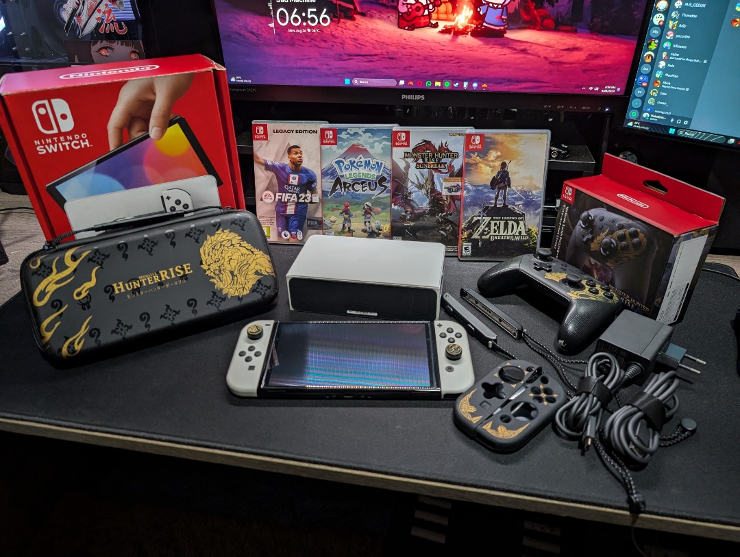 Nintendo Switch OLED full set (MHR accessories) GAME NOT INCLUDED ...