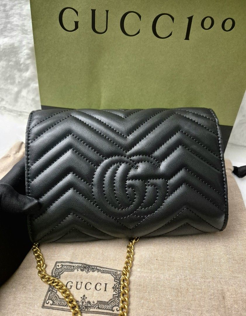 ONHAND Gucci Marmont Wallet on Chain Sling Bag in Black