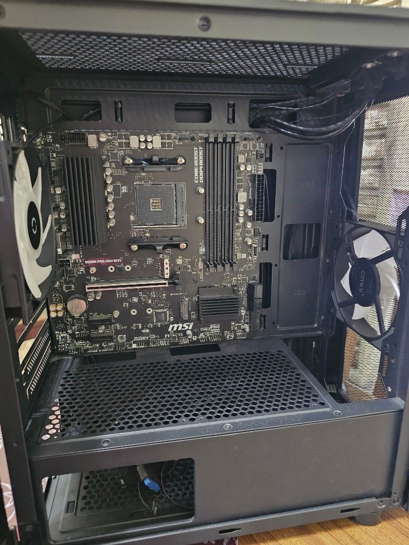 Partial PC System (Category: Computer Parts) located in Singapore. Submitted by cyrus_xx (Listing ID 1322101974, Image 2). Description: Partial Gaming PC. Items included : MSI B550 Pro-VDH wifi Motherboard AMD stock cooler XPG Spetrix D50 RGB DDR4 3600 RAM (8gb x 2) Tecware Micro ATX case with 2 ARGB fans LG 1080p 24" gaming monitor. 144hz (TN Panel) Support up to Ryzen 5000 series CPUs 1-1 Trade with Xbox Series S Self collect only or arrange yo