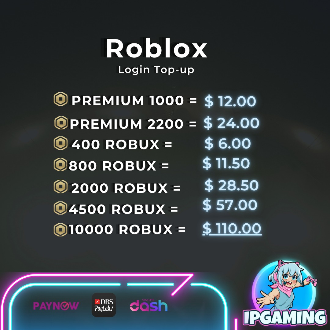 Roblox top up robux recharge video gaming gaming accessories in
