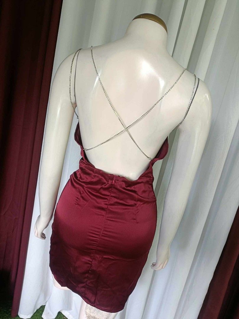 open lace back dress Women's No Better Time Burgundy Ribbed Knit Sweater Mini Dress | Size: L